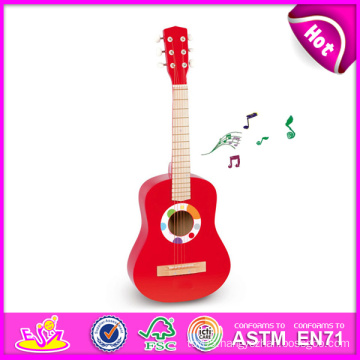 Colorful Musical Instrument Wooden Guitar for Sale, Wooden Toy Guitar with Cheap Price, Wholesale Wooden DIY Guitar Toy W07h037